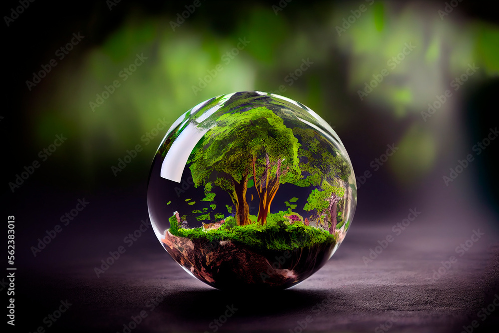World environment and earth day concept with glass globe World environment and earth day concept with glass globe