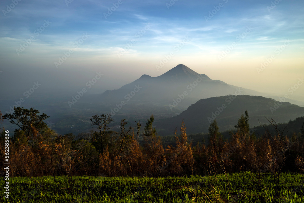 Sunrise View of Mount Penanggungan in East Java, Indonesia
