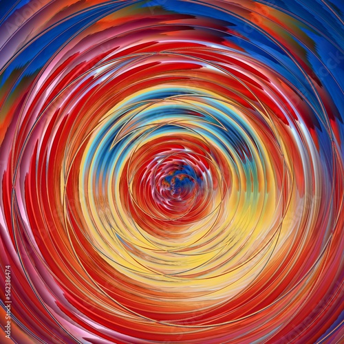 blurred spinning colourful design red yellow orange and contrasting blue