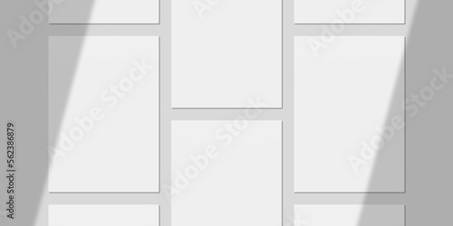 Realistic Blank Paper with Shadow Overlay for Mockup. 3D Render.