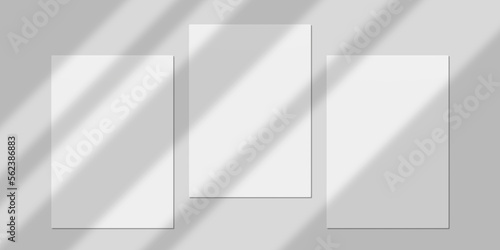 Realistic Blank Paper with Shadow Overlay for Mockup. 3D Render.