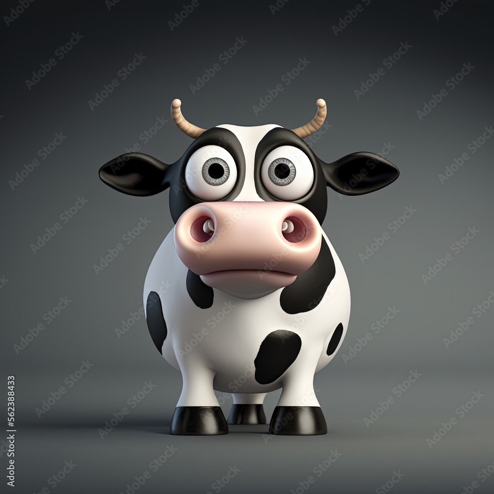 Naklejka premium Cute Cartoon Jersey Cow (Generative AI)