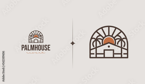 Palm House Logo Template. Universal creative premium symbol. Vector illustration. Creative Minimal design template. Symbol for Corporate Business Identity