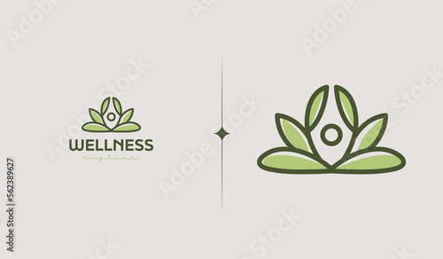 Yoga Leaf Logo Template. Universal creative premium symbol. Vector illustration. Creative Minimal design template. Symbol for Corporate Business Identity