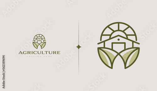 Agriculture Farm Logo Template. Universal creative premium symbol. Vector illustration. Creative Minimal design template. Symbol for Corporate Business Identity