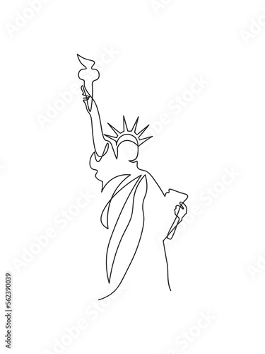 One line illustration of the Statue of Liberty. Single line art a Statue of Liberty r in New York

