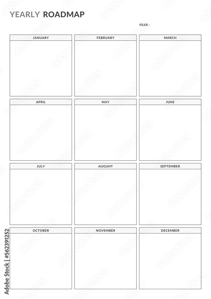 Clean Yearly Roadmap Template Sheet Digital Planner Template Sheet