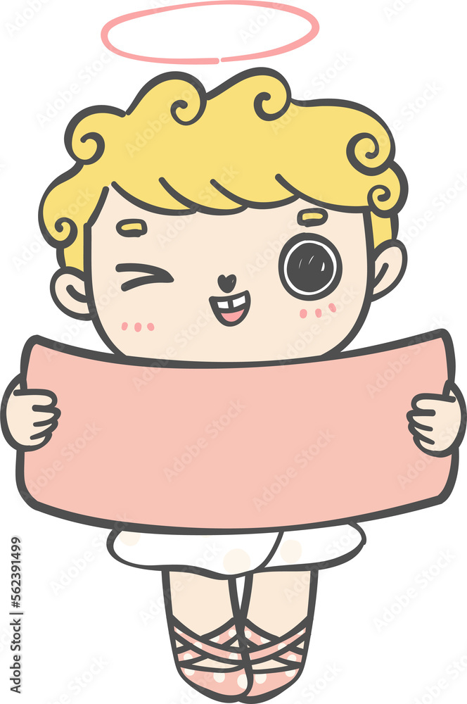 cute happy Valentine love cupid boy curly hair with arrow cartoon doodle hand drawing cute happy Valentine love cupid boy curly hair with arrow cartoon doodle hand drawing