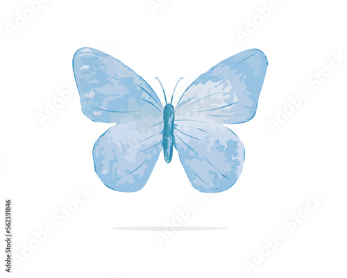 blue butterfly isolated on white watercolor brush 