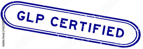 Grunge blue GLP (Abbreviation of Good laboratory practice) certified word rubber seal stamp on white background