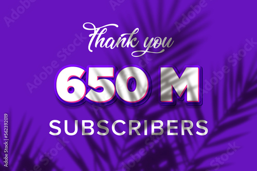 650 Million  subscribers celebration greeting banner with Purple and Pink Design