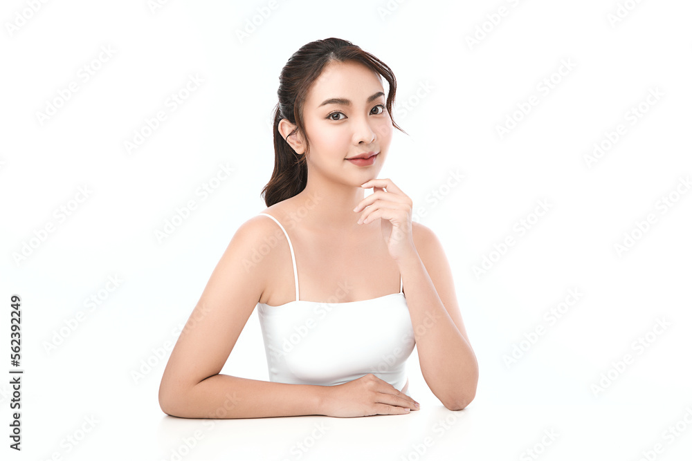 Beautiful young asian woman with clean fresh skin on white background, Face care, Facial treatment, Cosmetology, beauty and spa, Asian women portrait. Beautiful young asian woman with clean fresh skin on white background, Face care, Facial treatment, Cosmetology, beauty and spa, Asian women portrait.