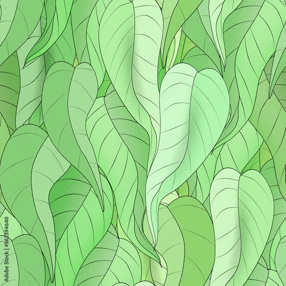 Seamless pattern with delicate green leaves. Seamless pattern with delicate green leaves.