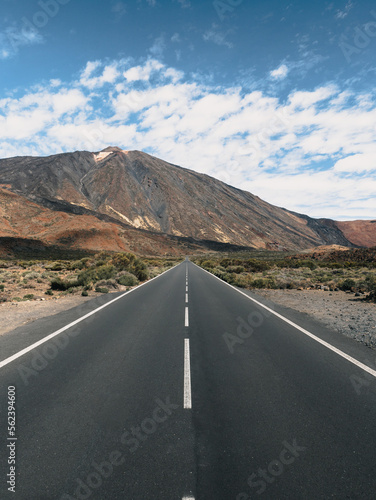 View of a road heading to Teide Volcano, Teide National Park, Tenerife.