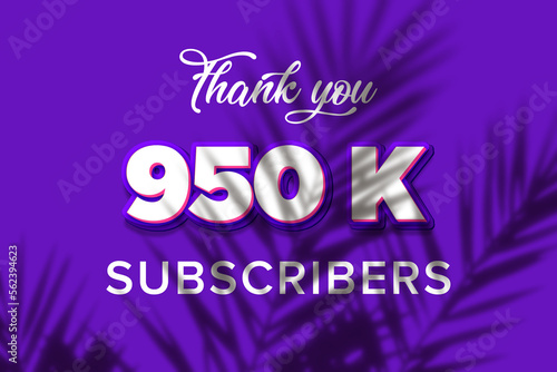 950 K  subscribers celebration greeting banner with Purple and Pink Design