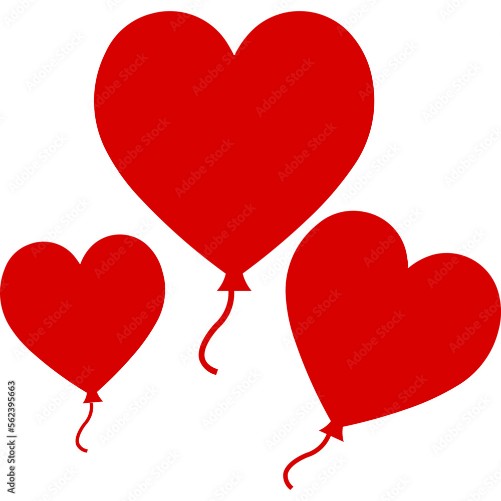 Love Balloons Icon in Colored Outline Style

