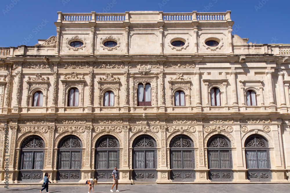 Seville (Spain). Plateresque facade of the City Hall of the city of Seville in the historic center of the city