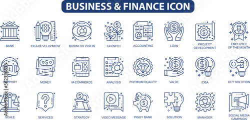 Finance icon. cash, saving, financial goal, Containing loan, profit, budget, mutual fund, earning money, and revenue icons. 
