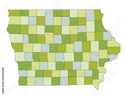 Highly detailed editable political map with separated layers. Iowa.