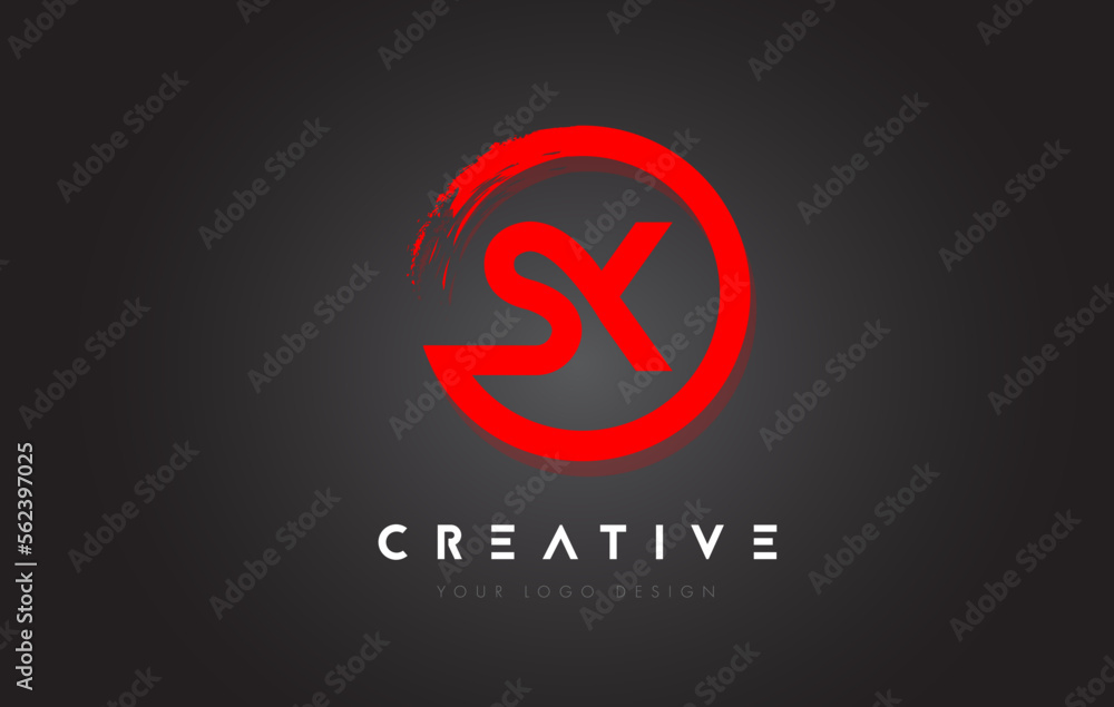 SRed X Circular Letter Logo with Circle Brush Design and Black ...