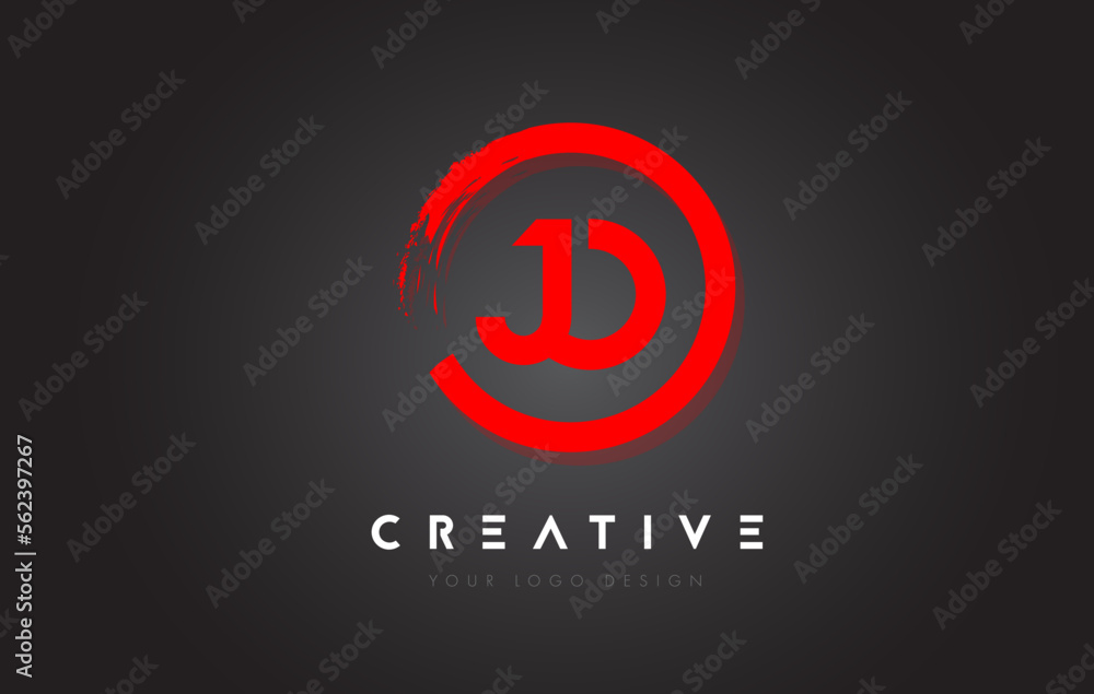 JRed O Circular Letter Logo with Circle Brush Design and Black Background. JRed O Circular Letter Logo with Circle Brush Design and Black Background.