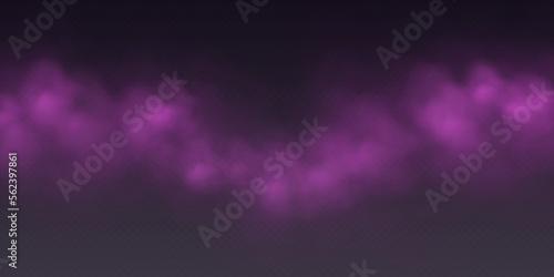 Pink smoke, colorful fog, realistic smog, haze, mist or cloudiness effect isolated on transparent background. Colored powder concept, holi celebration background. Vector illustration.