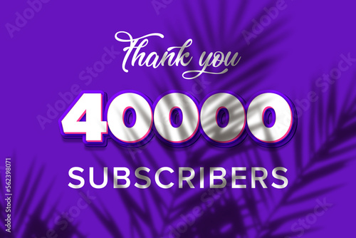 40000 subscribers celebration greeting banner with Purple and Pink Design photo