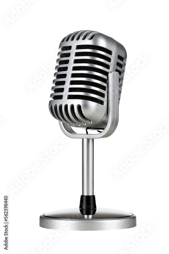 Fotografia Vintage silver microphone cut out, without background