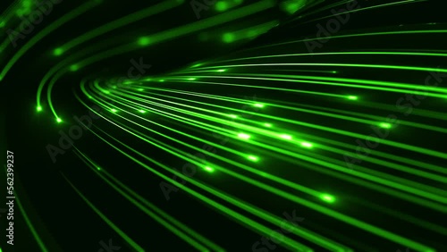 Abstract Technology Light Strokes Background/ 4k animation of abstract high technology background with glowing 3d light strokes with fast motion path trajectory following	

