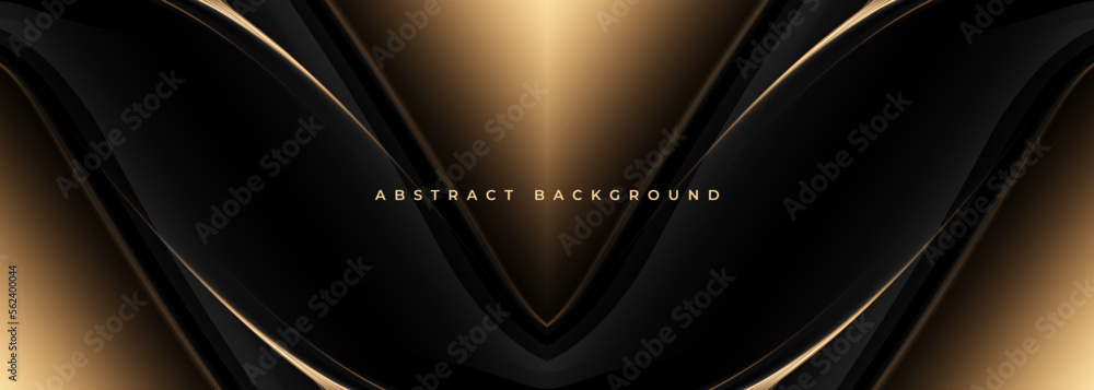 Luxury black and gold dark abstract background with golden elegant shapes and lines. Vector illustration Luxury black and gold dark abstract background with golden elegant shapes and lines. Vector illustration