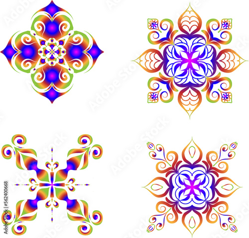 Indian colorful; mandala ornamentation design. Asian traditional mehandi style decor.