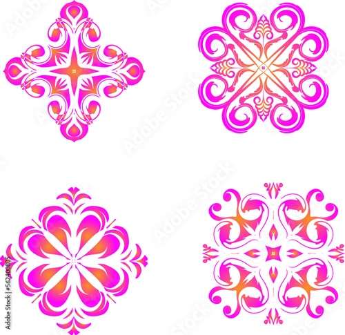 Indian colorful; mandala ornamentation design. Asian traditional mehandi style decor.
