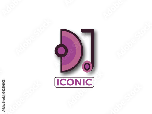 dj music party logo design, web music icon logo template 