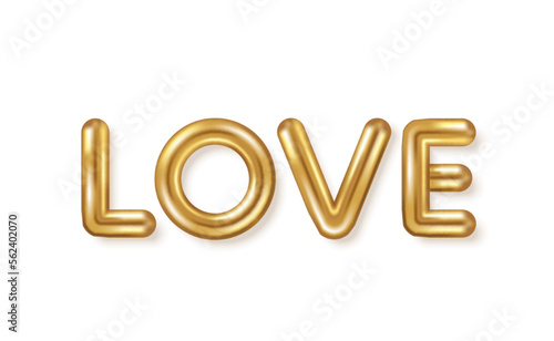 Valentines day concept poster. Vector illustration. Gold text, love font logo isolated on white background. Cute banner, mother day voucher greeting card