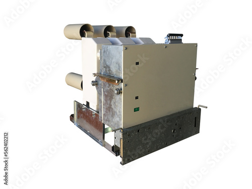 Vacuum switch equipment in grey frame in PNG isolated on transparent background
