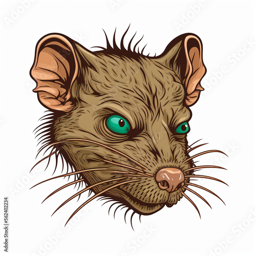 Illustration of an ugly rat or mouse. For illustration or design. Generative AI. © Worldillustrator