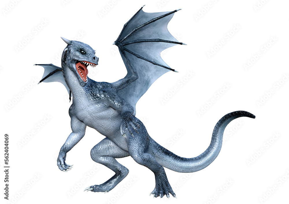 Fototapeta premium 3D Rendering Fairy Tale Dragon on White