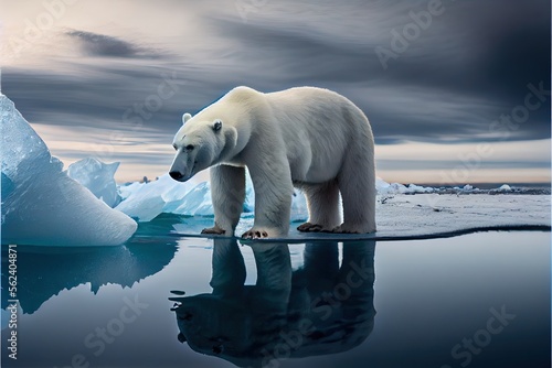 Melancholic Polar Bear on the Ice, Climate Change, Climate Issue, global warming © Luisa