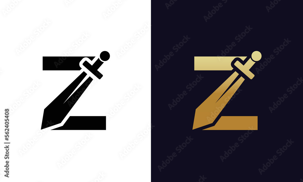 Sword Letter Z Logo Design. Vector Icon Graphic Emblem Illustration on white background Sword Letter Z Logo Design. Vector Icon Graphic Emblem Illustration on white background