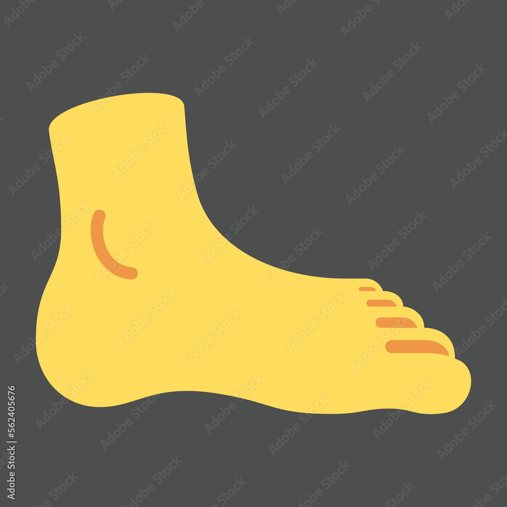 Foot emoji vector icon flat design. Human foot shown with five toes sign design. Foot emoji vector icon flat design. Human foot shown with five toes sign design.