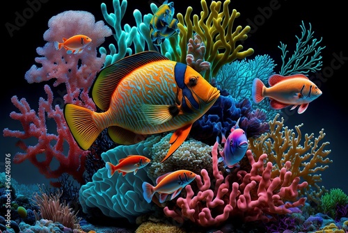 illustration  fish and corals  AI generated image