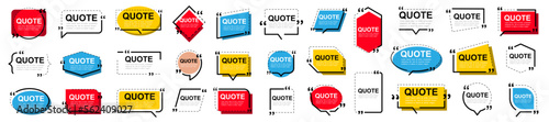 Quote box frame collection. Quotes frames. Quote remark. Set of various colorful isolated quote frames. Speech bubbles with quotation marks. Vector illustration