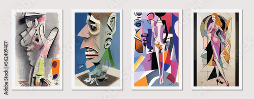 Modern Beauty: Abstract Portrait of a Fashionable Woman in a Contemporary Vector Illustration Design with a Cubist Twist