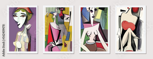 Modern Beauty: Abstract Portrait of a Fashionable Woman in a Contemporary Vector Illustration Design with a Cubist Twist