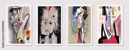 Modern Beauty: Abstract Portrait of a Fashionable Woman in a Contemporary Vector Illustration Design with a Cubist Twist