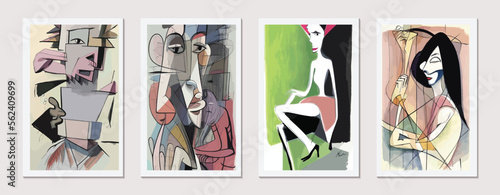 Modern Beauty: Abstract Portrait of a Fashionable Woman in a Contemporary Vector Illustration Design with a Cubist Twist