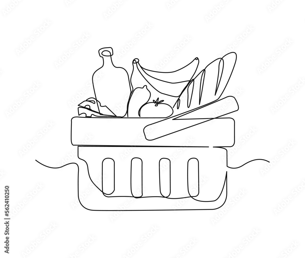 Basket with Different Fruits Stock Vector - Illustration of sketch,  multicolored: 45634705