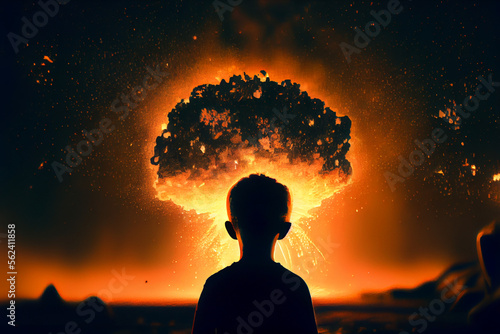 Silhouette of a Child during a Nuclear Explosion