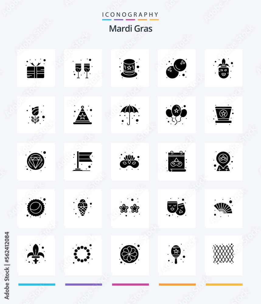 Creative Mardi Gras 25 Glyph Solid Black icon pack  Such As flower. mardi gras. costume. costume. fruits