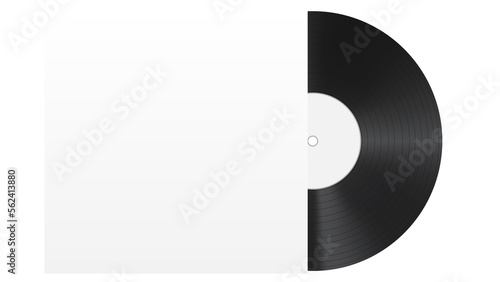 Illustration of a Vinyl Record with white concept music on PNG white transparent background 